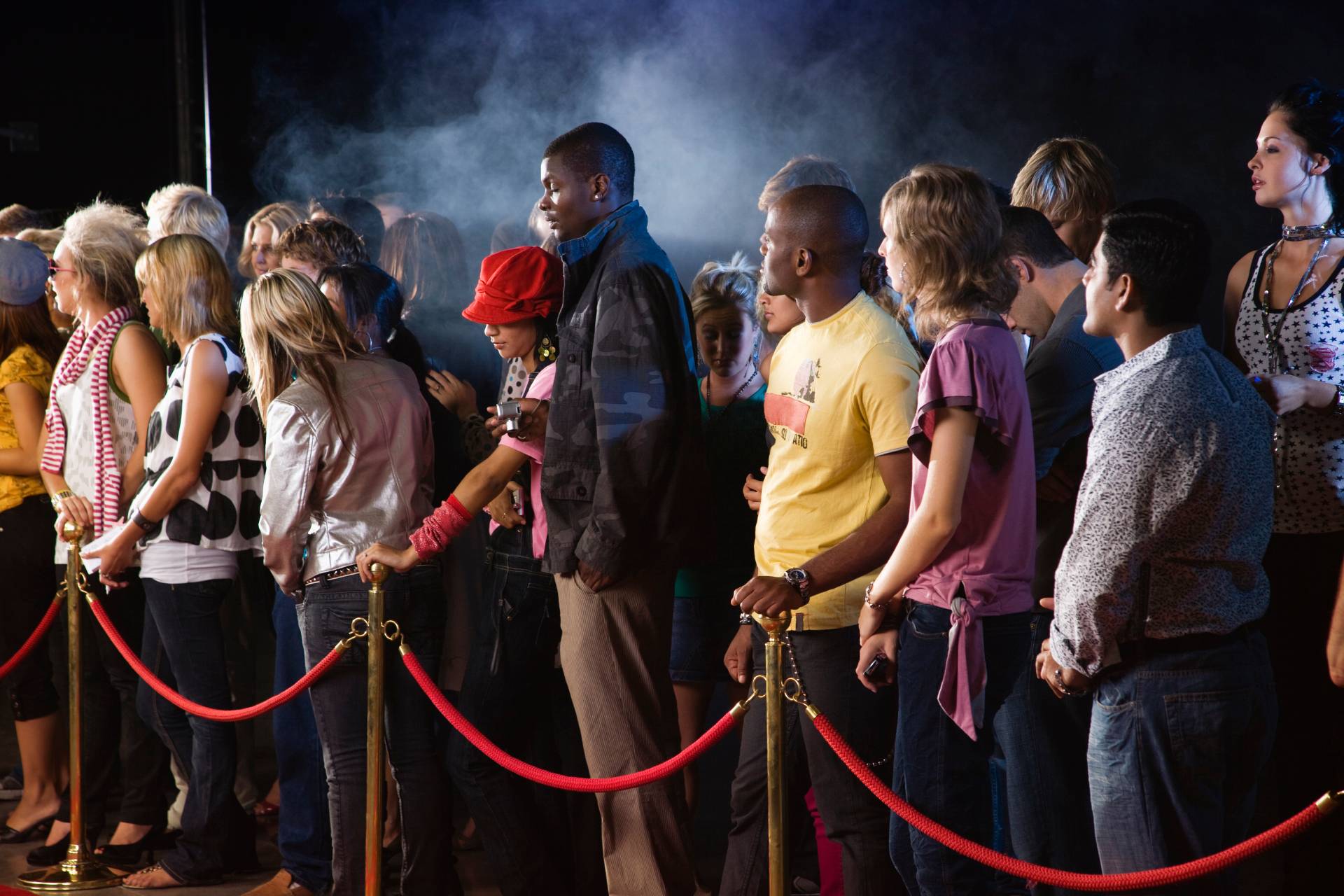 People waiting to enter an event